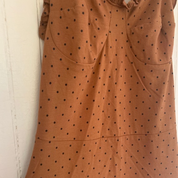 ONLY tie-strap midi brown pika dot midi dress - Picture 10 of 10